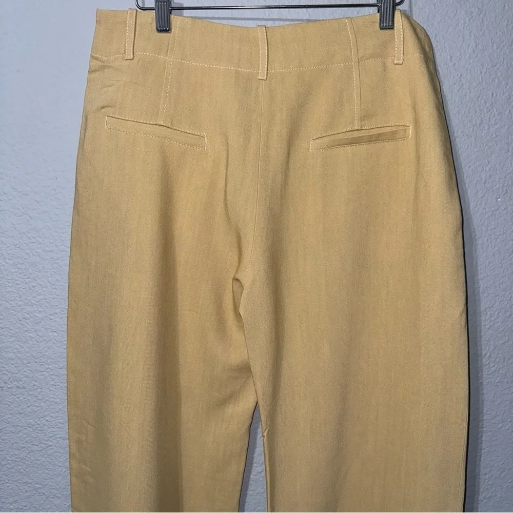 Zara Women Yellow Mid Rise Wide Leg‎ Blend Limited Edition Formal Pants Sz M